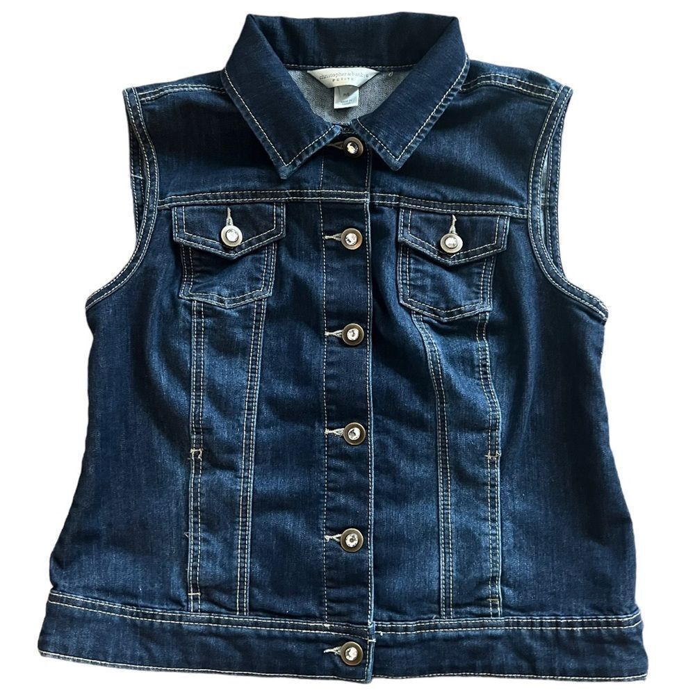 C & B button down denim vest size PSmall